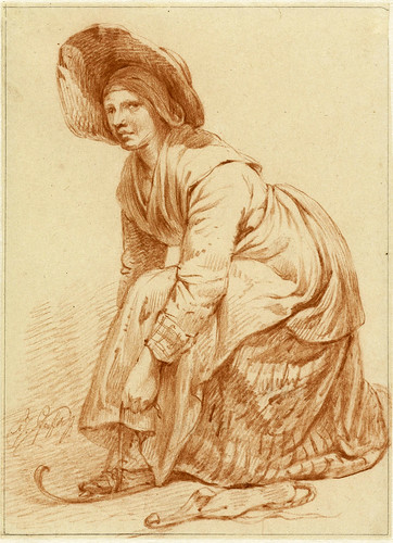 008-Mujer colocandose los patines, François Joseph Pfeiffer (II), 1788-1835-Rijkmuseum