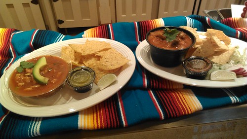 Shrimp Cocktail (Ceviche) and Pozole Platters on Display