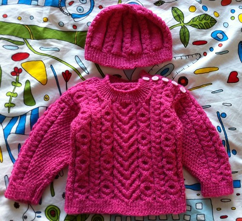 Bubblegum Baby Sweater and Cap by Beatrixknits
