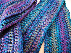 Close-up of the various colors of stripes in the scarf