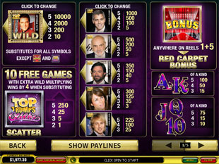 free Top Trumps Celebs free spins feature