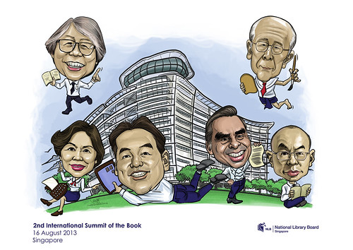 digital group caricatures for National Library (NLB) - 2