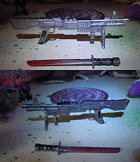 TEENAGE MUTANT NINJA TURTLES - CLASSIC COLLECTION :: ROCKSTEADY & BEBOP { tOkKustom Punk touch-ups } vii // ROCK's Retro-Mutagen Machine Gun & Turtle Carver Machete  (( 2013 ))
