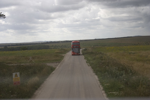 Boris Bus in the middle of Salisbury Plain