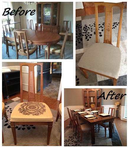 Reupholstered Dining Chairs Before & After