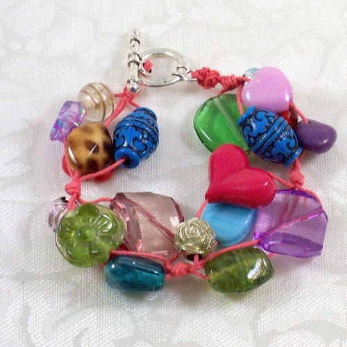 Bracelet with tied bead, multicolor from Zibbet.com/Jan4insight