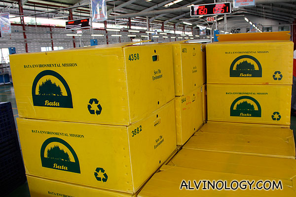 Bright plastic recyclable boxes are used in packaging for the domestic market  