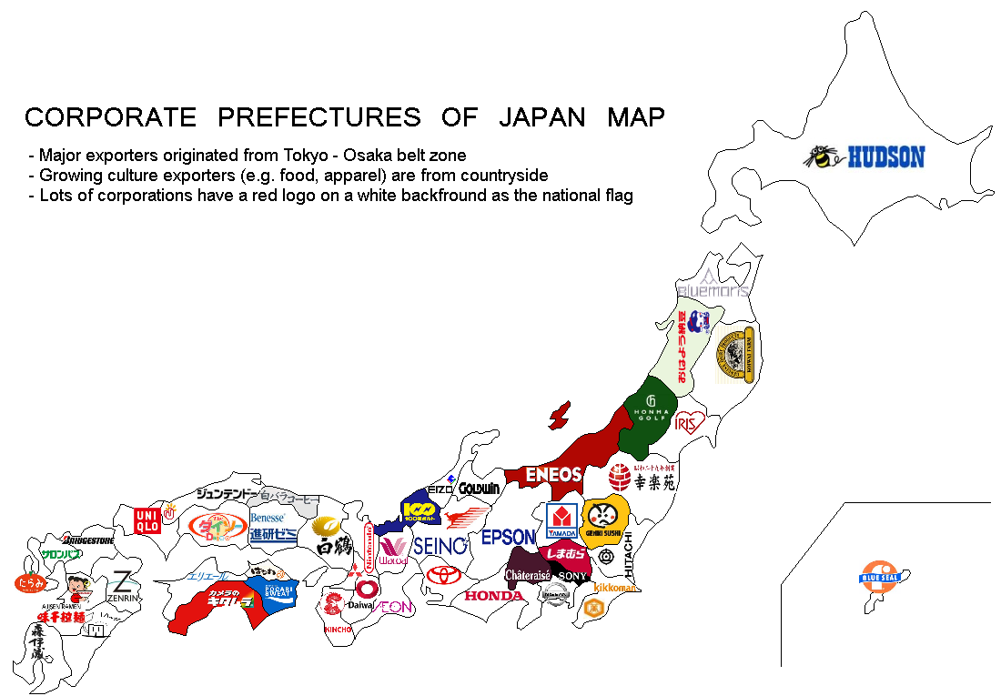 corporate prefecture of Japan map
