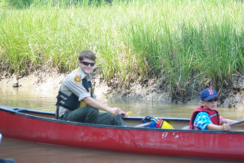 Ranger Tim with a young paddler