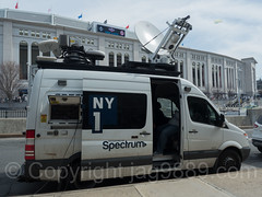 NY 1 Spectrum News Satellite Truck, 2017 Yankees Home Opener at Yankee Stadium, The Bronx, New York City
