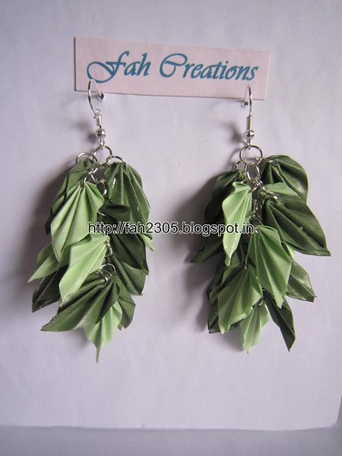 Handmade Jewelry - Origami Paper Leaves Earrings (12) by fah2305
