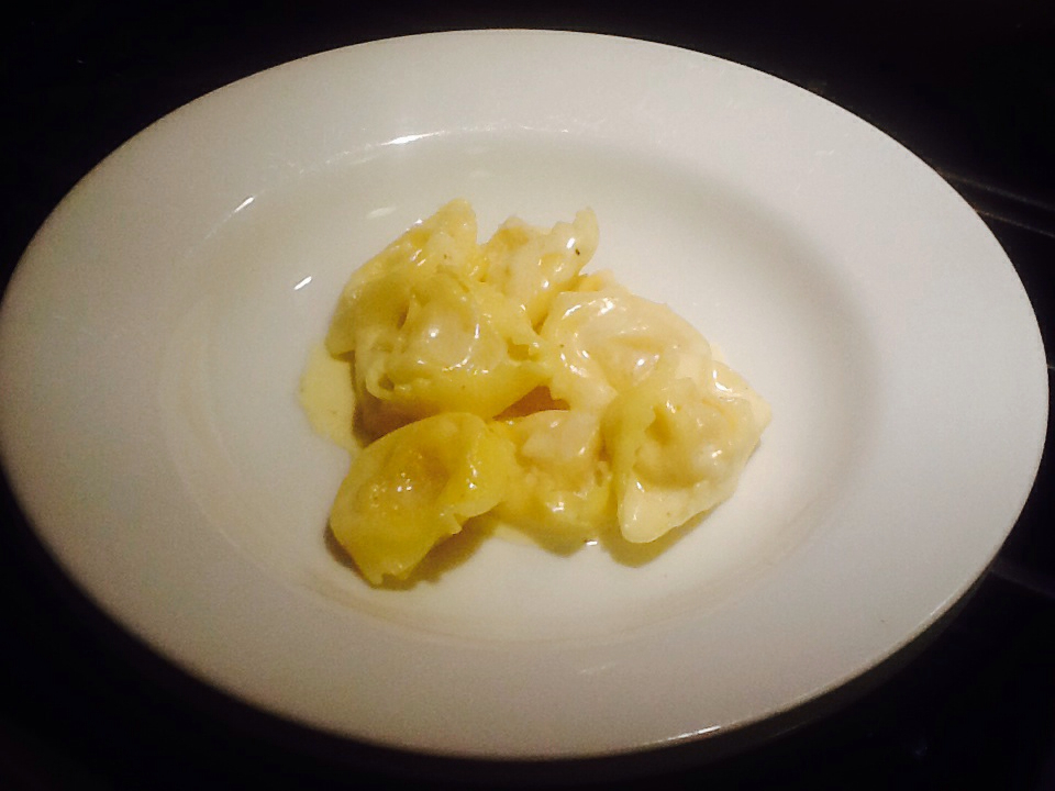 Tortelloni with Cream Sauce - our ideal portion followed by a protein, green, and second starch