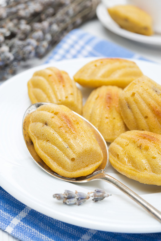   ,   ,  , ,  , corn madeleine cookies with lavender