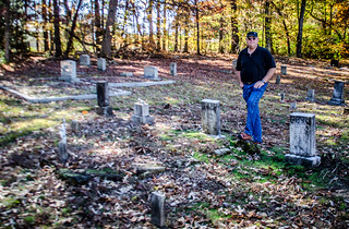 Keith at Great Grandparents Graves