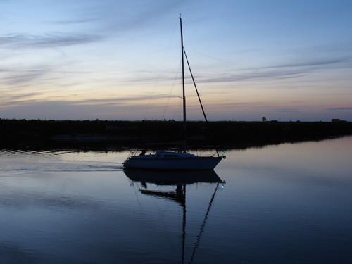 Sailing back home at twilight
