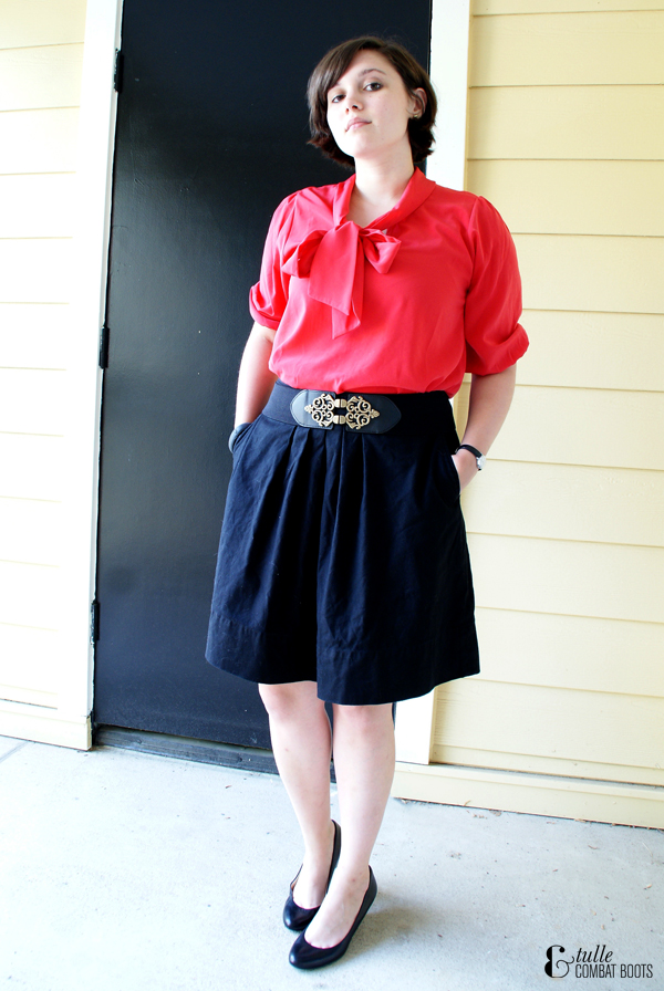 red ModCloth blouse