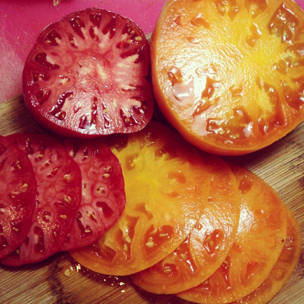 Tomato sandwich time. #heirloom #farmers market