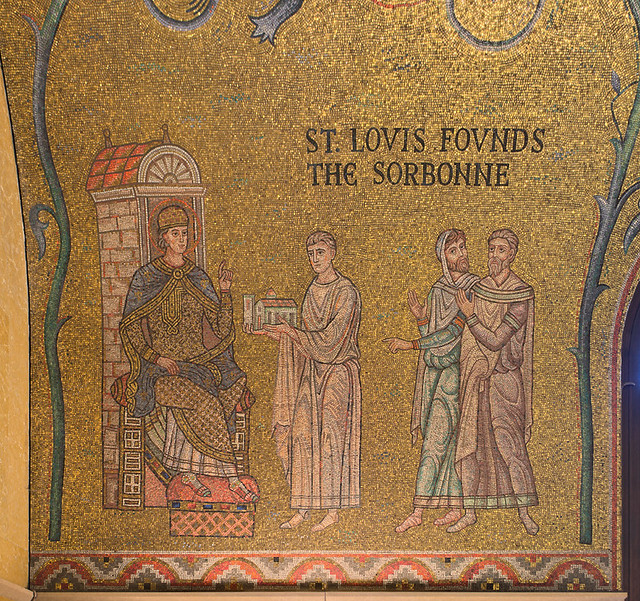 Cathedral Basilica of Saint Louis, in Saint Louis, Missouri, USA - mosaic 1 in Narthex - St. Louis Founds the Sorbonne
