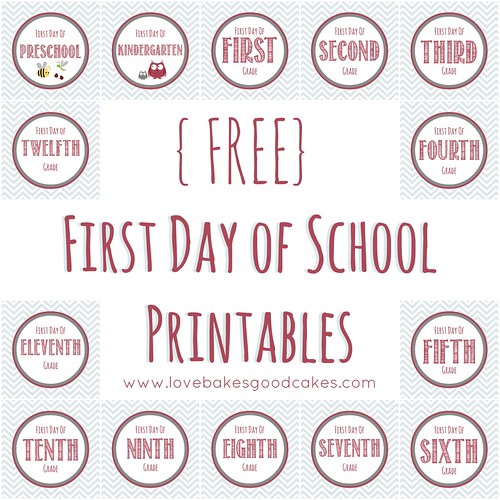 First Day of School printables.