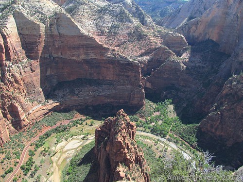 Looking down at the Virgin River from Angel's Landing, Zion National Park, Utah
