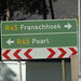 Placa indicando a direção de Franschhoek