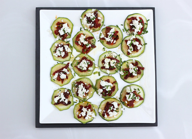 Raw Zucchini Bites with Sun-Dried Tomatoes and Goat Cheese - Gluten-free