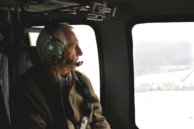 Kentucky Governor Steve Beshear views winter storm damage in rural Kentucky while en route to Louisville, KY to meet with Louisville Mayor Jerry Abramson.