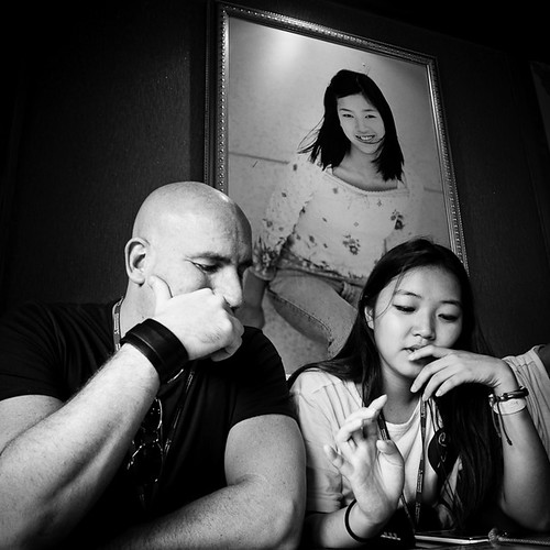 Director Rodrigo Vila, with Volunteer Eunbin and a Korean Portrait