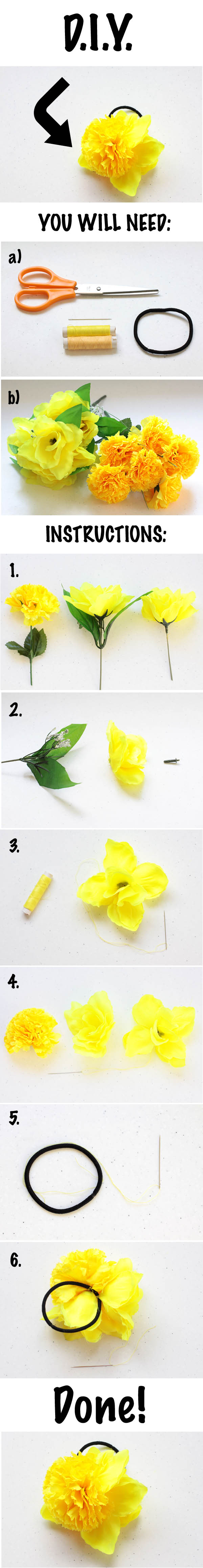 Diy fabric flower hair tie numbers