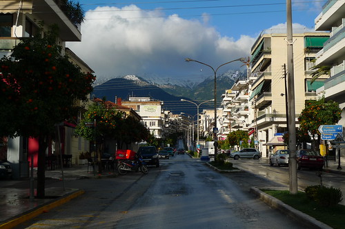 View West to the Snow-capped Mountains - Sparta, Greece