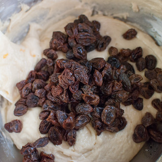 stir in soaked and drained raisins