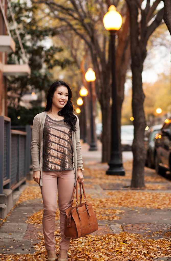 cute & little blog | daytime sequins | sequin top, pink pants outfit