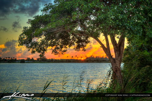 Sunset at Lake Osborne in Lake Worth Florida by Captain Kimo