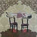 芭梅菈‧埃米亞 保持儀態Keeping the poise‧木刻版印於19世紀法國布料Woodcut and linoleum on late 19th Century French print fabric and muslin、Thread‧49 x 80 cm‧2013