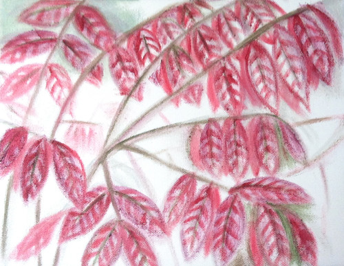 Red Leaves (Oil Bar Painting as of Sept. 28, 2013) by randubnick