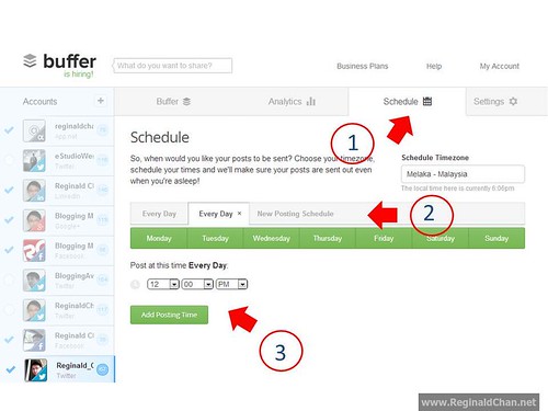 Step by step guide in creating a schedule on Buffer App