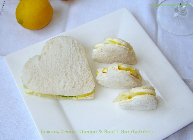 Lemon, Cream Cheese & Basil Sandwiches