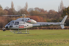 G-SKYN - 1982 build Aerospatiale AS355F1 Ecureuil II, fuel stop at Barton en-route to covering the tragic Helicopter accident in Glasgow