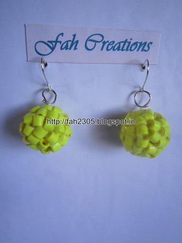 Handmade Jewelry - Paper Quilling Globle Earrings (Yellow - H) (1) by fah2305
