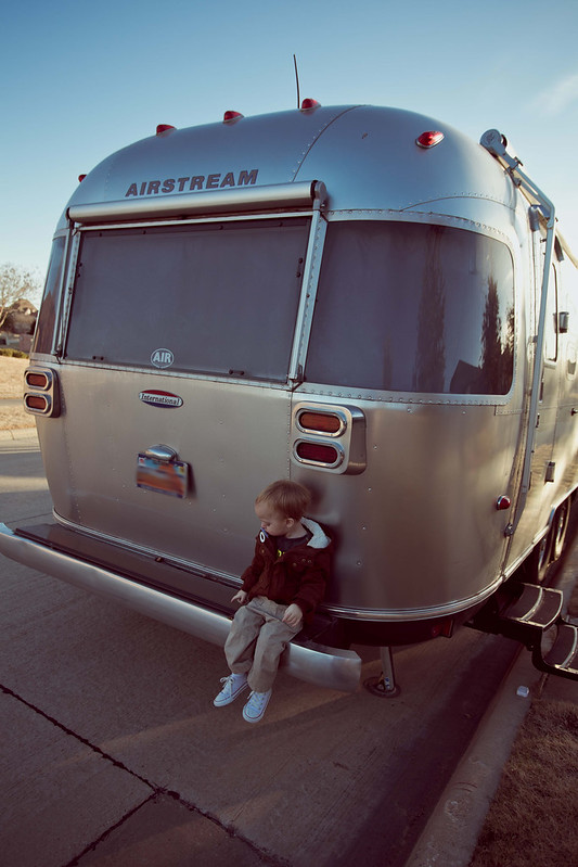 Toddler with an Airstream