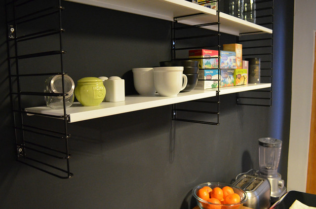 berlin apartment kitchen black wall and new shelves