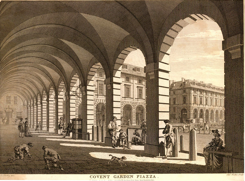 Covent Garden Piazza, by Edward Rooker after Thomas Sandby, 1768