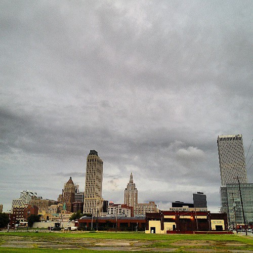 #tulsa #skyline #clouds if you look really close you can see the red #neon MAYO rooftop sign