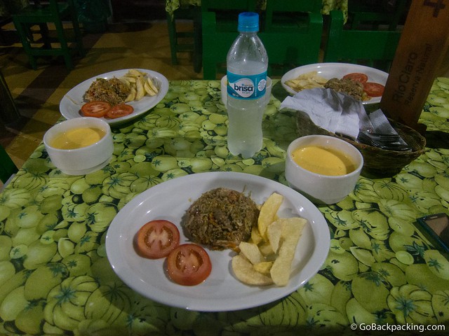 The dinner was the same for everyone, mixed rice with fries, and  squash soup