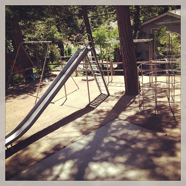 Ginormous 60's backyard playground being removed as I type this ::high kicks:: 
