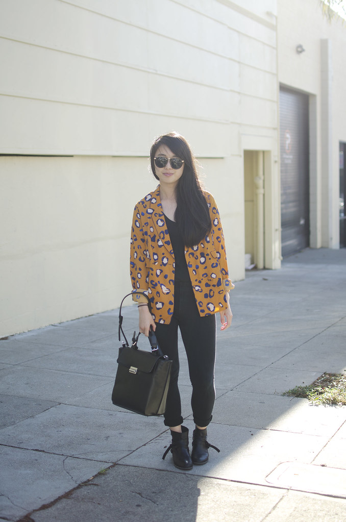 phillip lim for target, how to wear phillip lim for target animal print, all black outfit, san francisco fashion, san francisco fashion blog, readytwowear, leopard print blazer, show us basic
