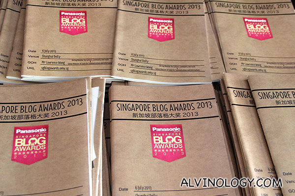 Program booklets for Singapore Blog Awards 2013 