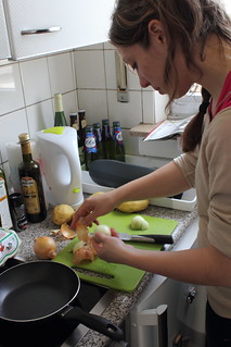 Making a Spanish omelette