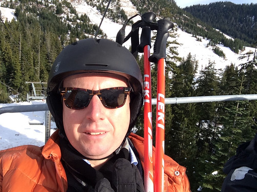 Selfie in the ski lift up Black Mountain (at Cypress Mountain Ski Resort, November 24, 2013)