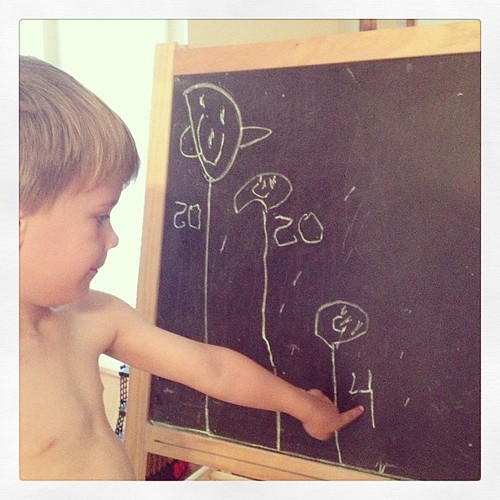 Morning art - our family & ages (shh! Don't tell him DH & I are way past 20). #weekinthelife #preschooler